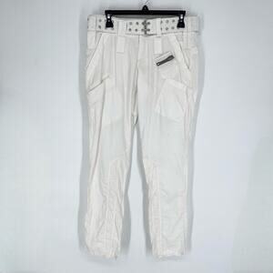 Pete & Greta by Johnny Was Corduroy Cargo Pants Y2K NEW Sz 2 White Cotton Blend